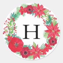 Iniciales personalizadas de Navidades de flores de