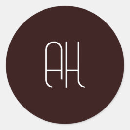 Pegatina Redonda Iniciales personalizados oscuras y blancas simples