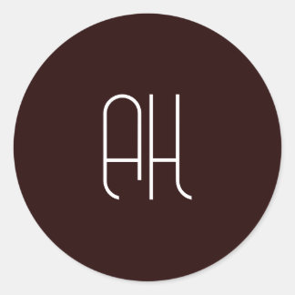 Pegatina Redonda Iniciales personalizados oscuras y blancas simples