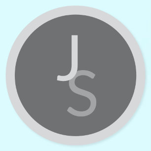 Pegatina Redonda Iniciales superpuestas modernas con monograma   Gr