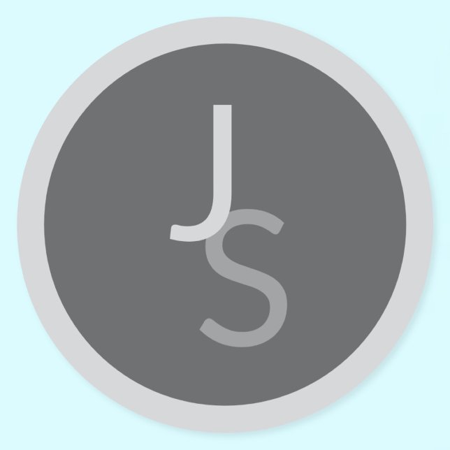 Pegatina Redonda Iniciales superpuestas modernas con monograma | Gr (Subido por el creador)