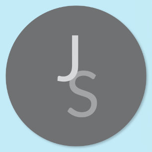 Pegatina Redonda Iniciales superpuestas modernas con monograma   Gr