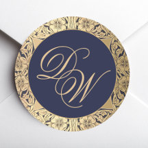Iniciales Vintage Monograma Azul Marino Rosas Dora