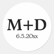 Iniciales y fecha de la pareja minimalista