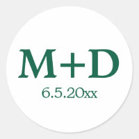 Iniciales y fecha de la Pareja Verde minimalista