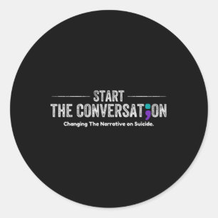 Pegatina Redonda Iniciar La Conversación Consciente Del Suicidio De