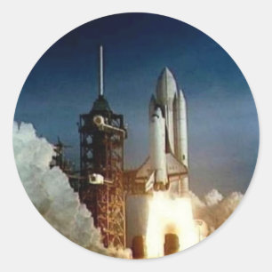 Pegatina Redonda Inicio del servicio lanzadera de Columbia