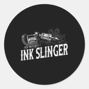 Pegatina Redonda Ink Slinger - Artista de tatuajes