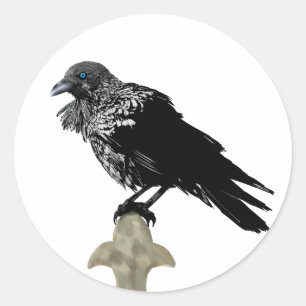Pegatina Redonda Inked Raven