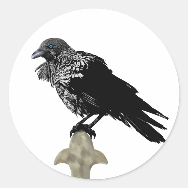 Pegatina Redonda Inked Raven (Anverso)