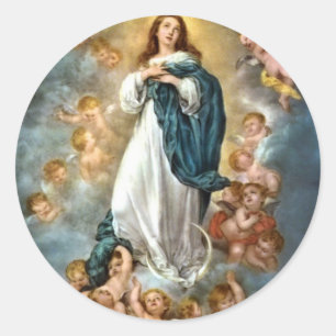 Pegatina Redonda Inmaculada concepción de María
