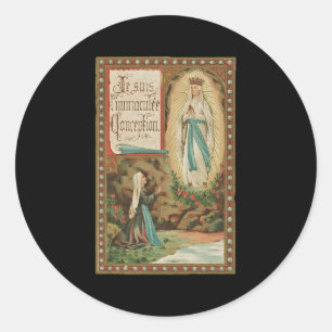 Pegatina Redonda Inmaculada concepción Nuestra Señora Lourdes Berna