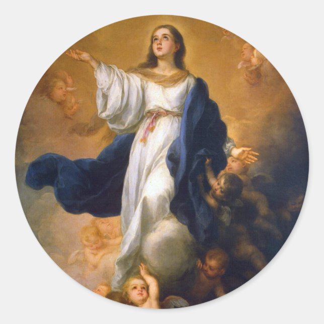 Pegatina Redonda Inmaculada Mary (Anverso)