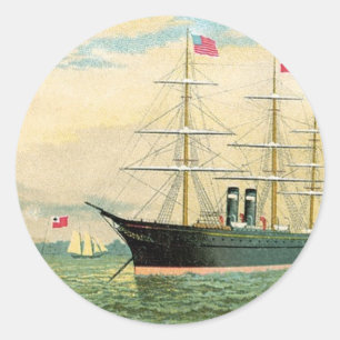 Pegatina Redonda Inman Steamship Company