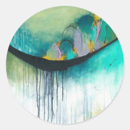 Pegatina Redonda Inmersión - Arte de expresionismo abstracto cuadra