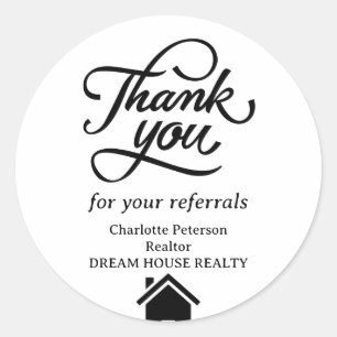 Pegatina Redonda Inmobiliaria de Referencia Simple Gracias