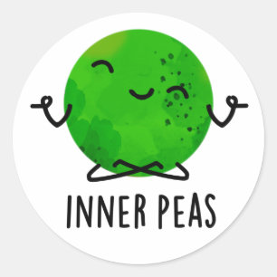 Pegatina Redonda Inner Peas Funny Meditando Pea Pun