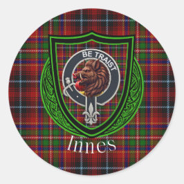 Pegatina Redonda Innes Scottish Clan Tartan & Crest