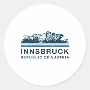Pegatina Redonda Innsbruck Austria Monta Vintag Austríaco de Esquí