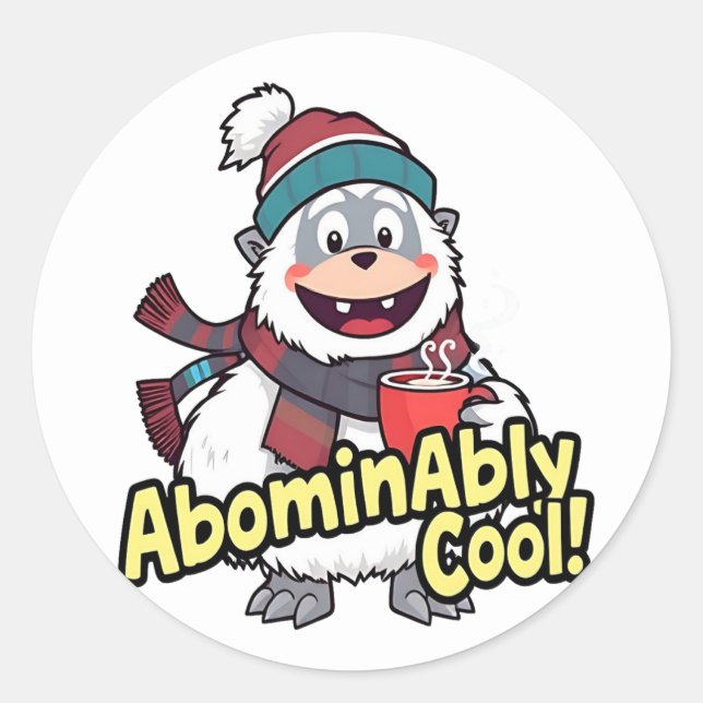 Pegatina Redonda Inominable Guay Winter Yeti Design (Anverso)