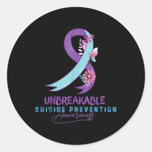 Pegatina Redonda Inquebrantables advertencias de prevención del sui