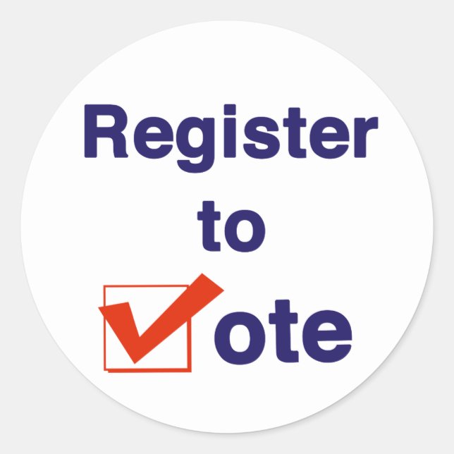 Pegatina Redonda Inscríbase Para Votar 2026 (Anverso)