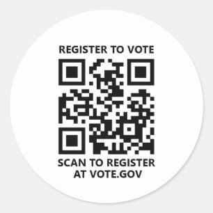 Pegatina Redonda Inscríbase para votar blanco personalizado de códi