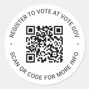 Pegatina Redonda Inscríbase para votar blanco personalizado de códi