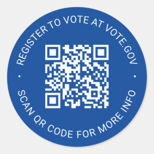 Pegatina Redonda Inscríbase para votar personalizado de código QR e