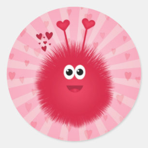 Pegatina Redonda Insecto rosado lindo del amor