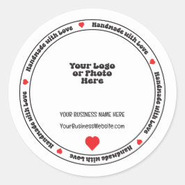 Pegatina Redonda Inserto de Negocio Hecho a Mano con Amor - Corazón