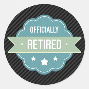 Pegatina Redonda Insignia azul jubilada oficialmente
