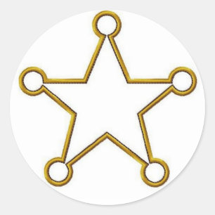 Pegatina Redonda Insignia conocida de estrella del sheriff