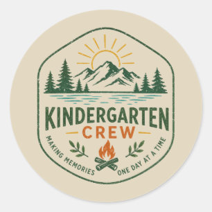 Pegatina Redonda Insignia de Campamento de la Tripulación de Kinder