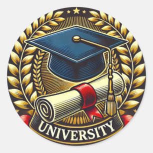 Pegatina Redonda Insignia de Celebración de Graduación Regalo para 