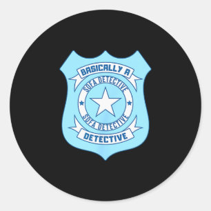 Pegatina Redonda Insignia de Detective de Sofá Divertido Crimen Rea