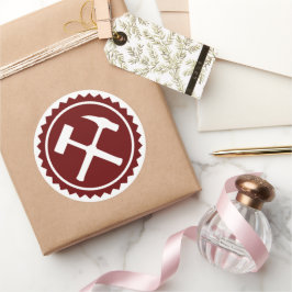 Pegatina Redonda Insignia de martillo de roca