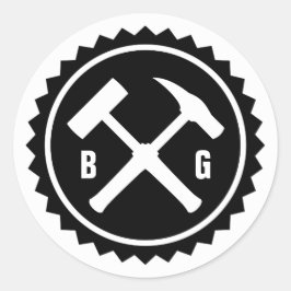 Pegatina Redonda Insignia de martillo de roca (dos iniciales)