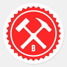 Pegatina Redonda Insignia de martillo de roca (inicial simple)