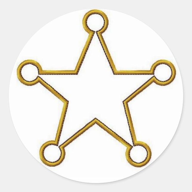 Pegatina Redonda Insignia de nombre de la estrella del sheriff (Anverso)