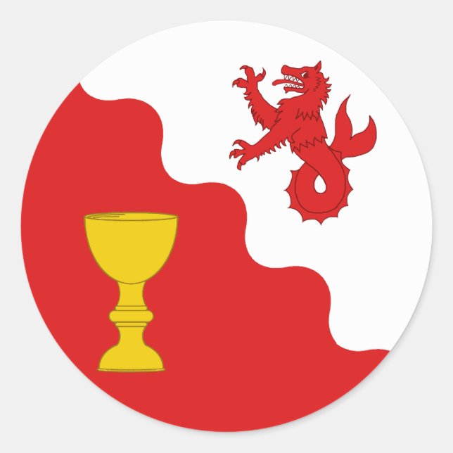 Pegatina Redonda Insignia de población de la baronía de aguas en as (Anverso)