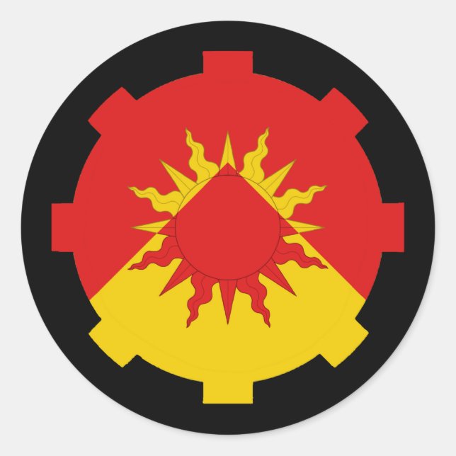 Pegatina Redonda Insignia de población de Vulcanfeldt (Anverso)