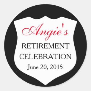 Pegatina Redonda Insignia de policía personalizado Jubilación roja