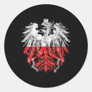 Pegatina Redonda Insignia del águila de Polonia raíces del patrimon