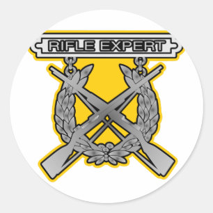 Pegatina Redonda Insignia del experto del rifle