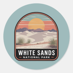 Pegatina Redonda Insignia del Parque Nacional White Sands Desert