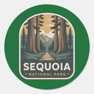 Pegatina Redonda Insignia del sendero forestal del Parque Nacional