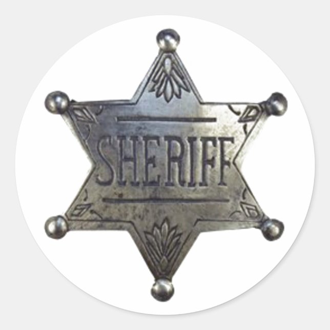 Pegatina Redonda Insignia del sheriff (Anverso)