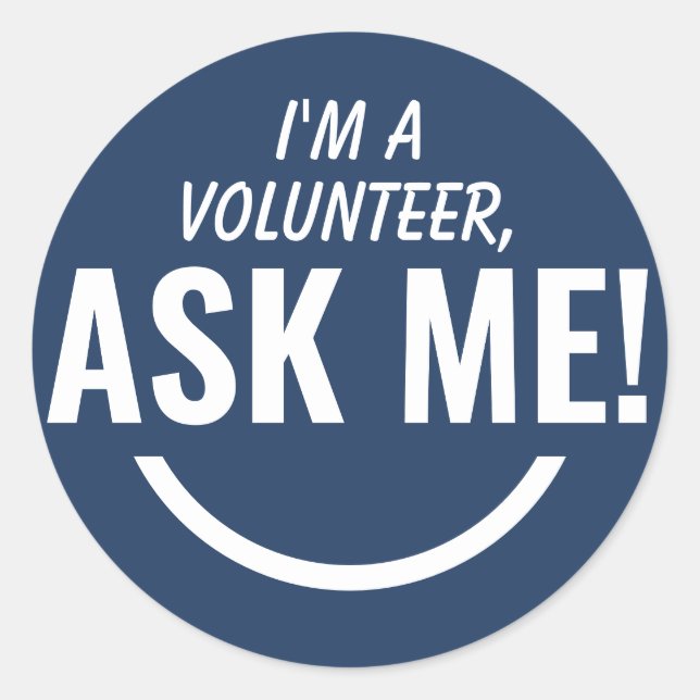 Pegatina Redonda Insignia del voluntario azul de la Marina Pregúnta (Anverso)