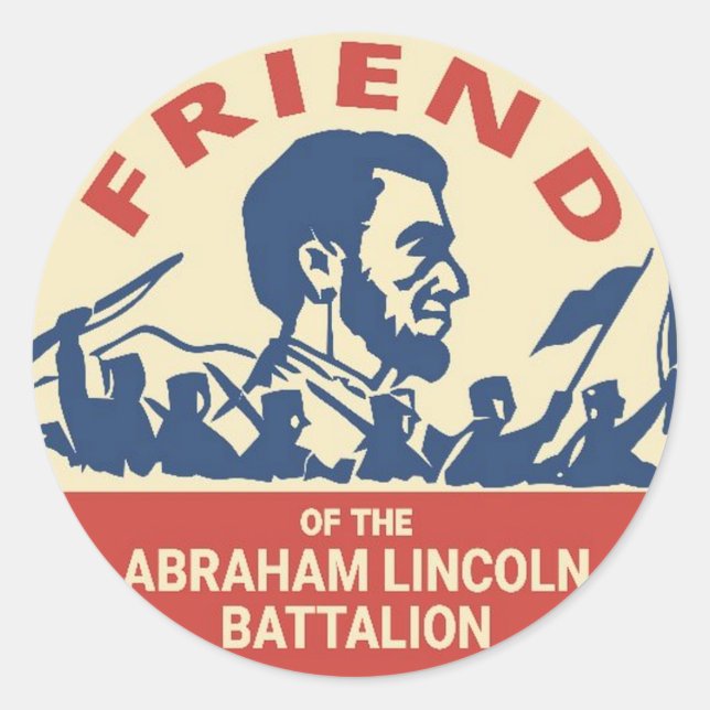 Pegatina Redonda Insignia Emblem de la Brigada Abraham Lincoln (Anverso)